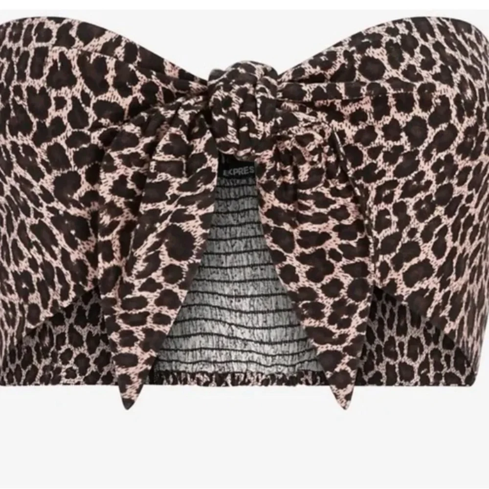 5/$25 New With Tags Express women Linen-Blend Tie Front Bandeau Top. - Picture 1 of 5
